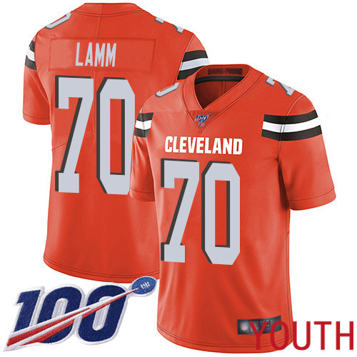 Cleveland Browns Kendall Lamm Youth Orange Limited Jersey #70 NFL Football Alternate 100th Season Vapor Untouchable